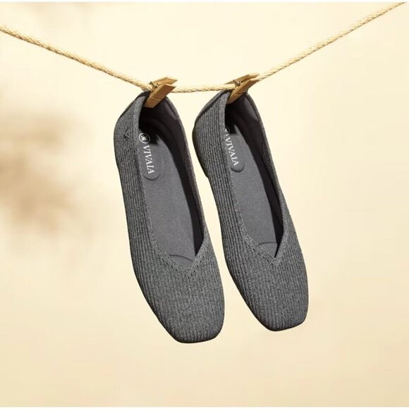 Vivaia Square-Toe V-Cut Flats Margot 2.0 Rich Grey Size EU 41.5 - Picture 1 of 11